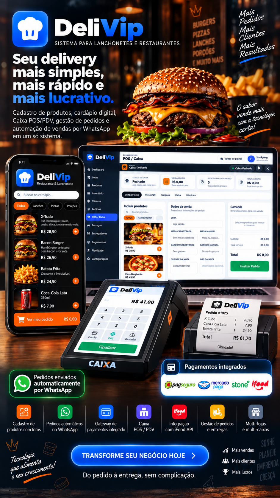 DeliVip - sistema para lanchonetes e restaurantes